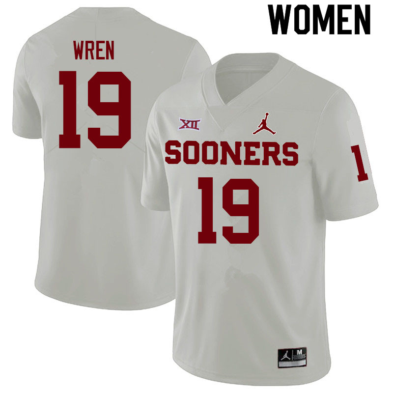 Women #19 Maureese Wren Oklahoma Sooners College Football Jerseys Sale-White
